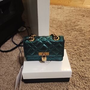 Kurt Geiger Metallic Green Quilted Mini Bag